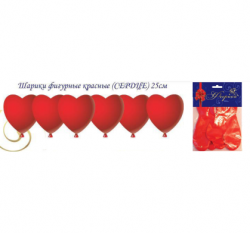  Праздничная продукция Шарики фигурные СЕРДЦЕ красное, латекс 25см, 6шт в пакете, Ф-519 купить